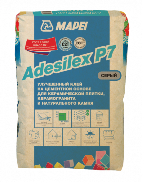 Mapei ADESILEX P7 белый — цементный клей C2T для светлой плитки — Кераплитка, Санкт-Петербург