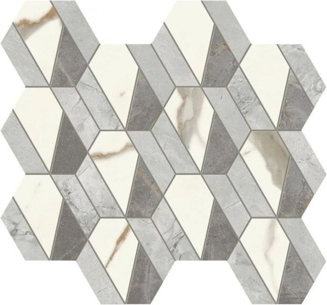Керамогранит Atlas Concorde Marvel X Mosaico Hive Hex Lappato 37,2x32,2 см мрамор (AF8Q)