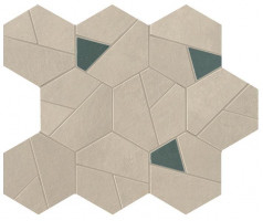 Керамогранит Atlas Concorde Boost Pro 25.0x28.5 бетон Cream Mosaico Hex Blue фон (A0QO)