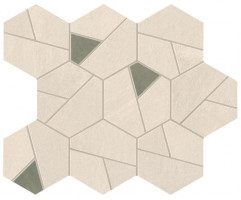 Керамогранит Atlas Concorde Boost Pro 25.0x28.5 бетон Ivory Mosaico Hex Olive фон (A0QN)