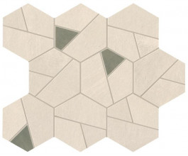 Керамогранит Atlas Concorde Boost Pro 25.0x28.5 бетон Ivory Mosaico Hex Olive фон (A0QN)