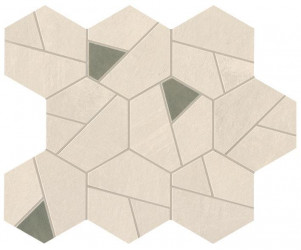Керамогранит Atlas Concorde Boost Pro 25.0x28.5 бетон Ivory Mosaico Hex Olive фон (A0QN)