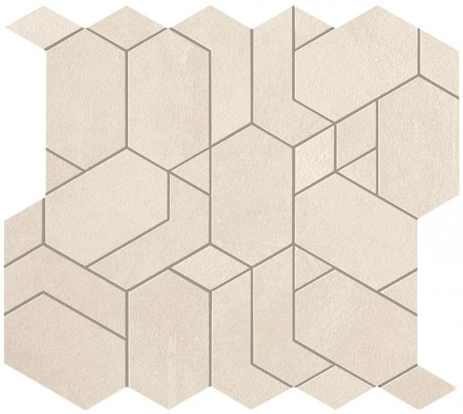Керамогранит Atlas Concorde Boost Pro 31.0x33.5 бетон Ivory Mosaico Shapes фон (A0P8)