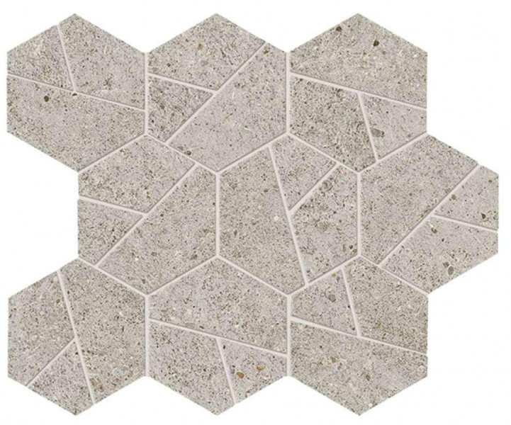 Керамогранит Atlas Concorde Boost Stone 25.0x28.5 камень Pearl Mosaico Hex мозаика (A7CY)