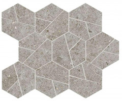 Керамогранит Atlas Concorde Boost Stone 25.0x28.5 камень Grey Mosaico Hex мозаика (A7CZ)