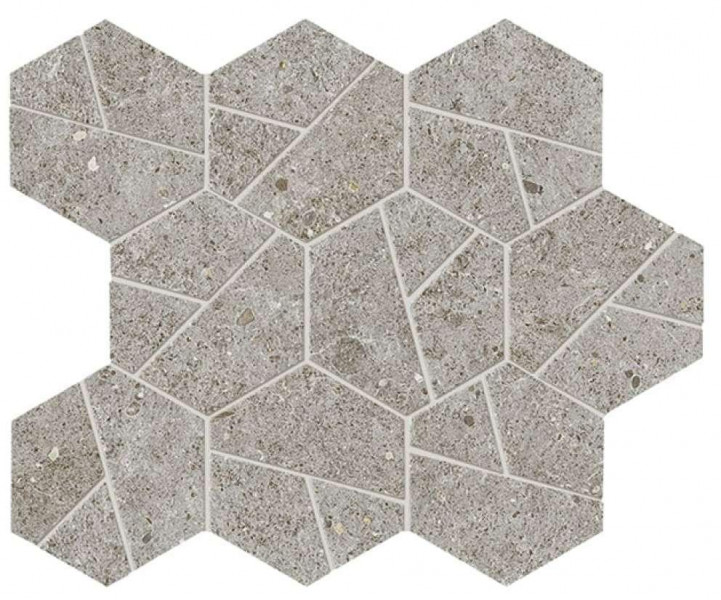 Керамогранит Atlas Concorde Boost Stone 25.0x28.5 камень Grey Mosaico Hex мозаика (A7CZ)
