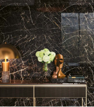 Керамогранит Atlas Concorde Russia Allure Imperial Black Battiscopa 7,2x60 мрамор, матовый