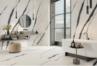 Керамогранит 120x278 см Atlas Concorde Forte Dei Marmi Panda White белый камень | 600180000037
