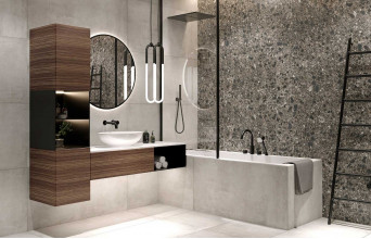 Керамогранит Kerranova Terrazzo 28.2х30.3 камень Light Grey | мозаика K-331/MR/m06/282x303x10