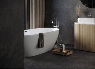 Керамогранит Kerranova Krater 60х120 камень Dark Grey | фон K-2212/SR/600x1200